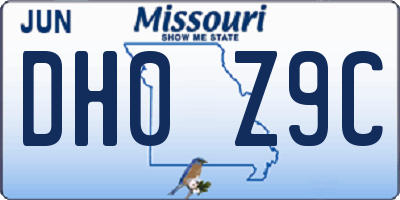 MO license plate DH0Z9C