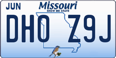 MO license plate DH0Z9J