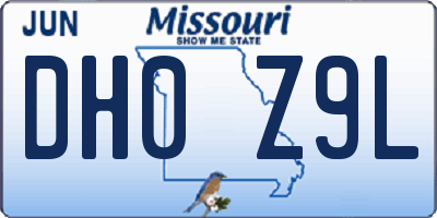 MO license plate DH0Z9L