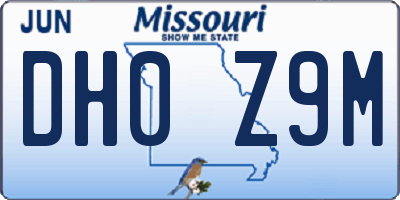 MO license plate DH0Z9M