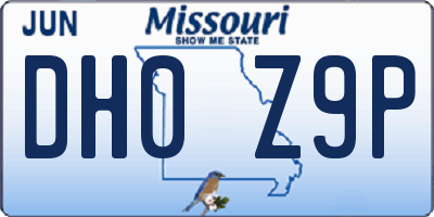 MO license plate DH0Z9P