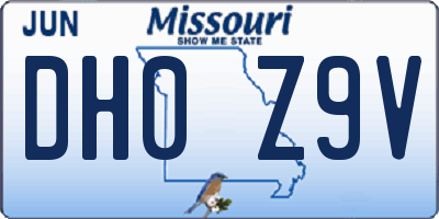 MO license plate DH0Z9V