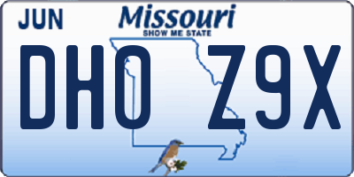 MO license plate DH0Z9X