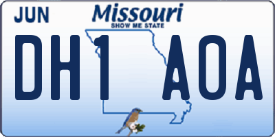 MO license plate DH1A0A