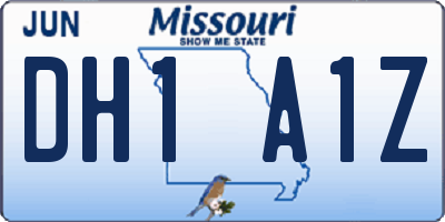 MO license plate DH1A1Z