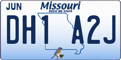 MO license plate DH1A2J