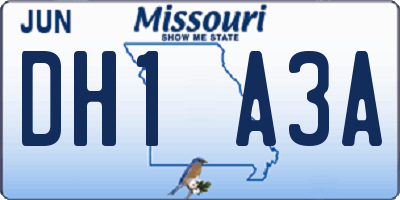 MO license plate DH1A3A