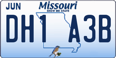 MO license plate DH1A3B