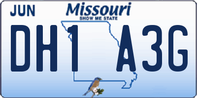 MO license plate DH1A3G