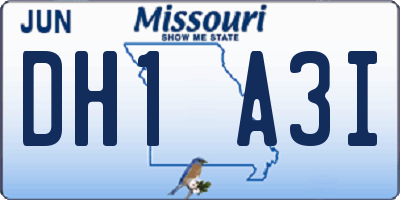 MO license plate DH1A3I