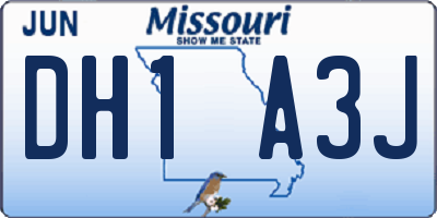 MO license plate DH1A3J
