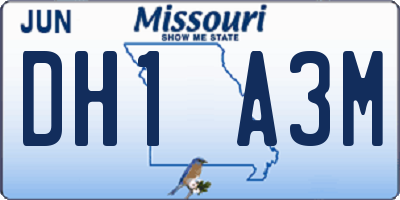 MO license plate DH1A3M