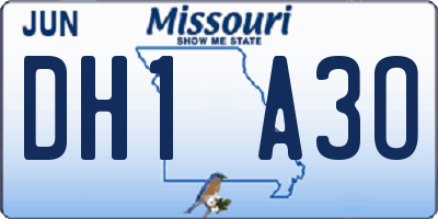 MO license plate DH1A3O