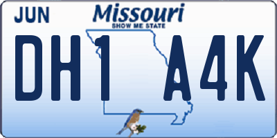 MO license plate DH1A4K