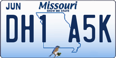 MO license plate DH1A5K