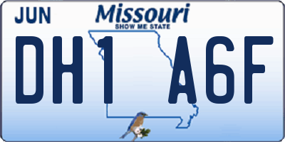 MO license plate DH1A6F