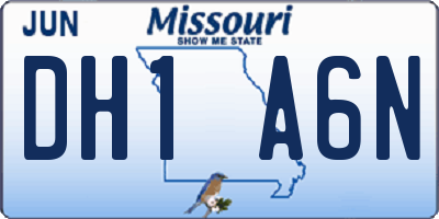 MO license plate DH1A6N