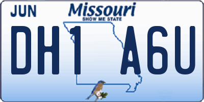 MO license plate DH1A6U