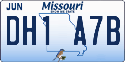 MO license plate DH1A7B