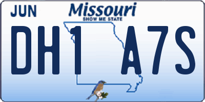 MO license plate DH1A7S