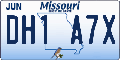 MO license plate DH1A7X