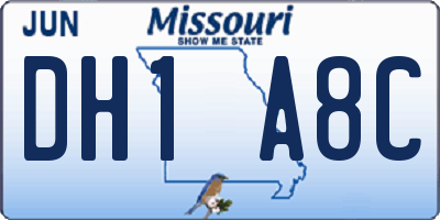 MO license plate DH1A8C