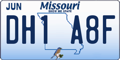 MO license plate DH1A8F