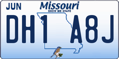 MO license plate DH1A8J