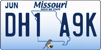 MO license plate DH1A9K