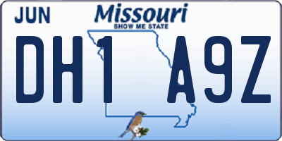 MO license plate DH1A9Z