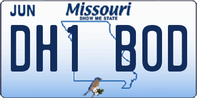 MO license plate DH1B0D