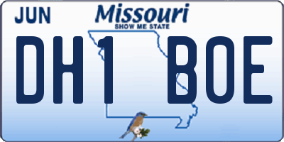 MO license plate DH1B0E