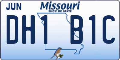 MO license plate DH1B1C