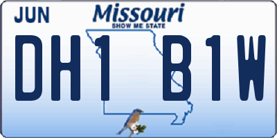MO license plate DH1B1W