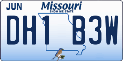 MO license plate DH1B3W