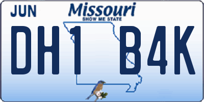 MO license plate DH1B4K