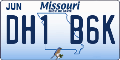 MO license plate DH1B6K