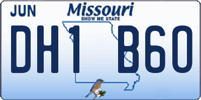 MO license plate DH1B6O