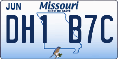 MO license plate DH1B7C