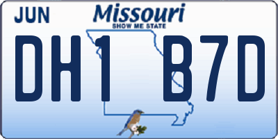 MO license plate DH1B7D