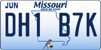 MO license plate DH1B7K
