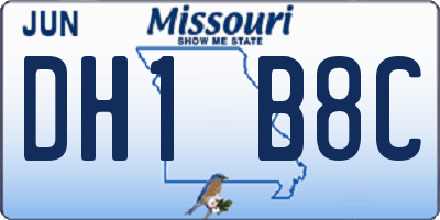 MO license plate DH1B8C