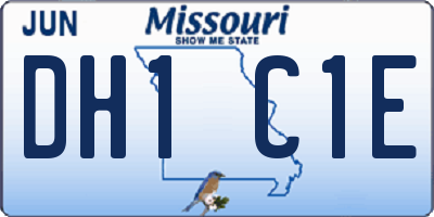 MO license plate DH1C1E