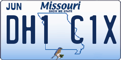 MO license plate DH1C1X