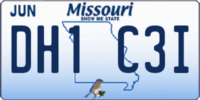 MO license plate DH1C3I