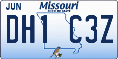 MO license plate DH1C3Z