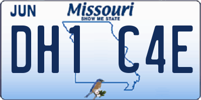 MO license plate DH1C4E