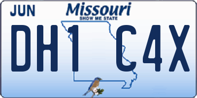 MO license plate DH1C4X