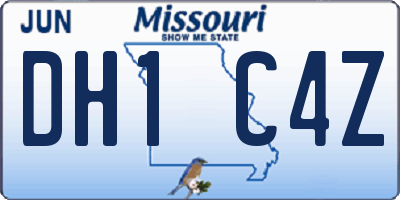 MO license plate DH1C4Z