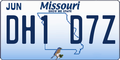 MO license plate DH1D7Z